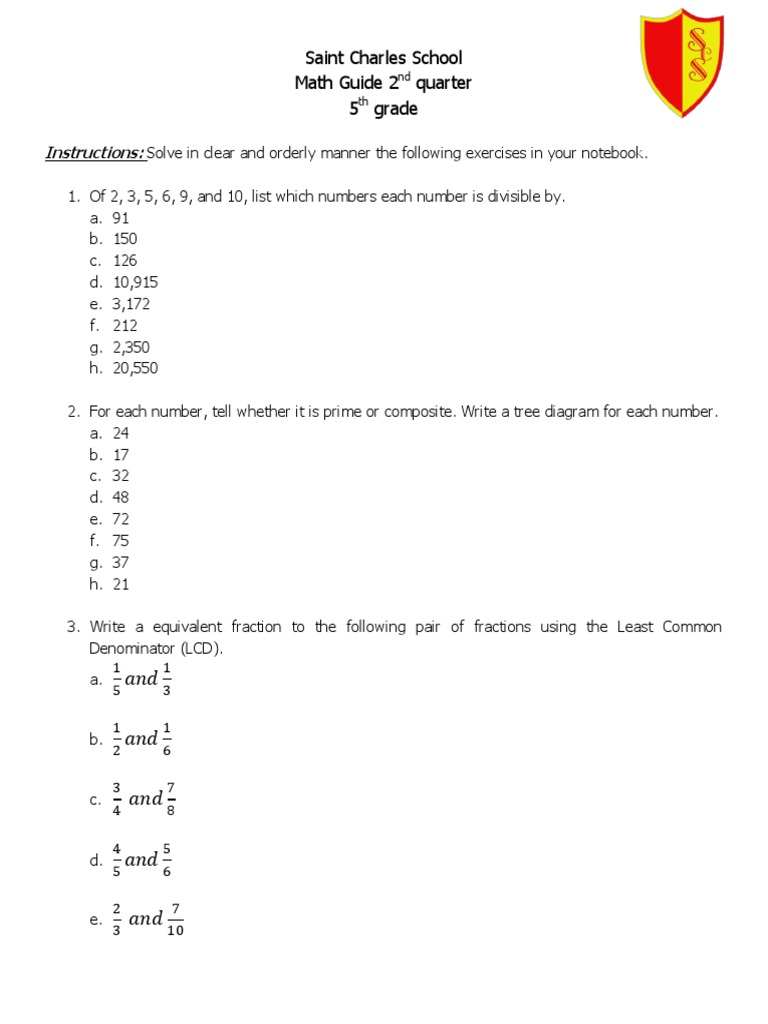 Guia Math, 5th | PDF | Elementary Mathematics | Number Theory