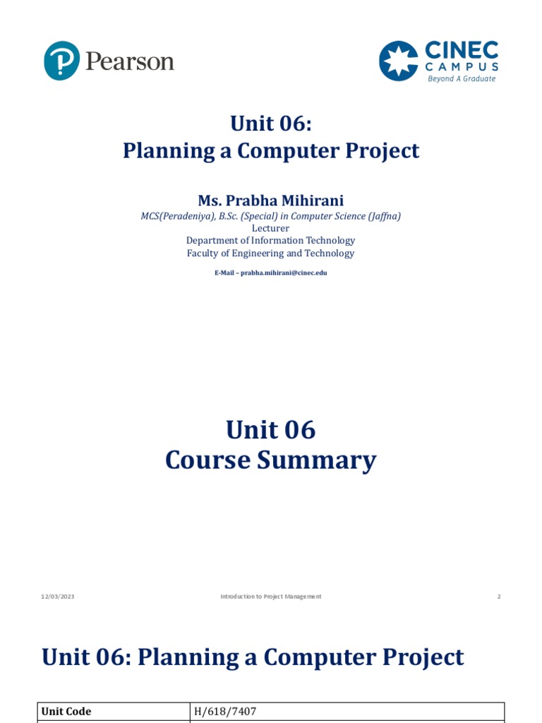 Computer Project Management Planning | PDF | Project Management | Business