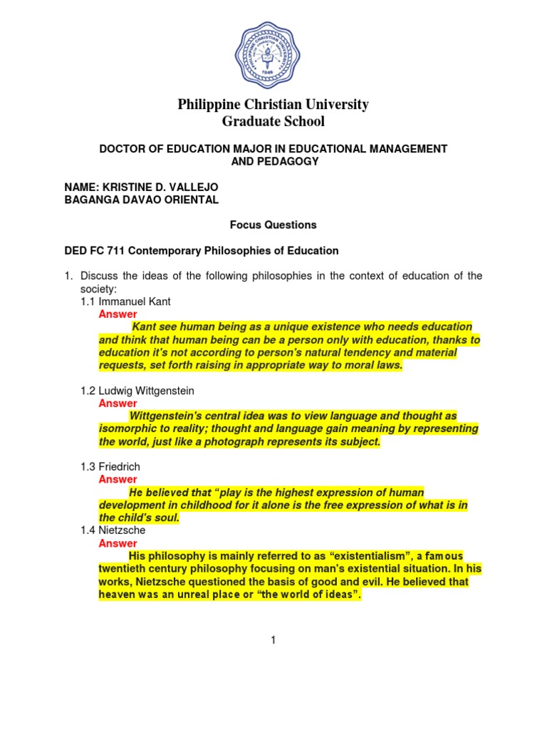 EDD Q&A on Educational Philosophies | PDF | Statistics | Mind