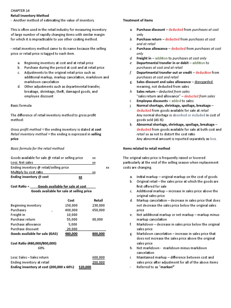 Retail Inventory Method Overview | PDF | Inventory | Prices