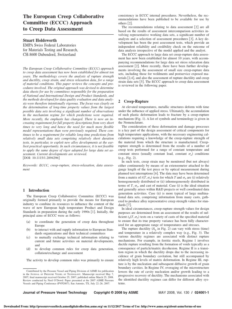 Creep data assessment pdf creep deformation deformation