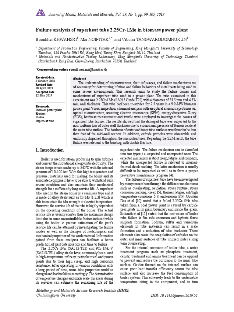 Failure Analysis of Superheat Tube 2.25Cr1Mo in Biomass Power Plant