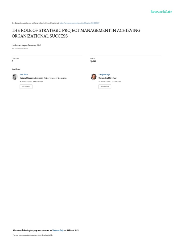Strategic Project Management for Success | PDF | Strategic Management ...