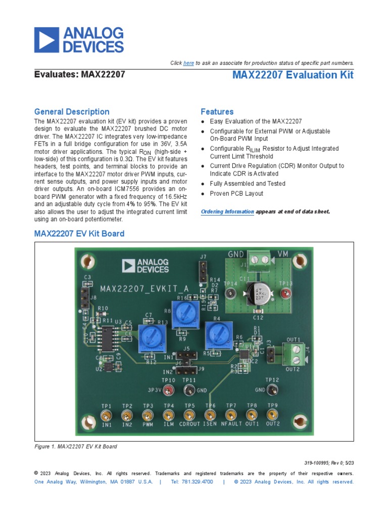 Max 22207 Ev Kit PDF Electric Motor Power Supply