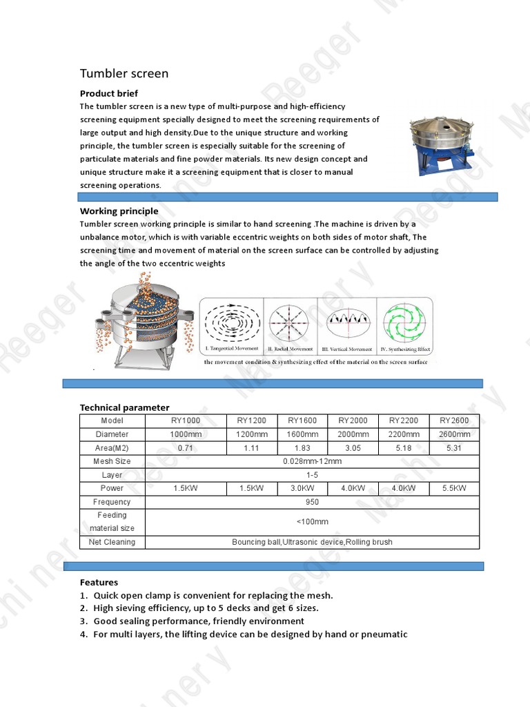 Tumbler Screening Machine Info PDF Industrial Processes Applied And Interdisciplinary Physics