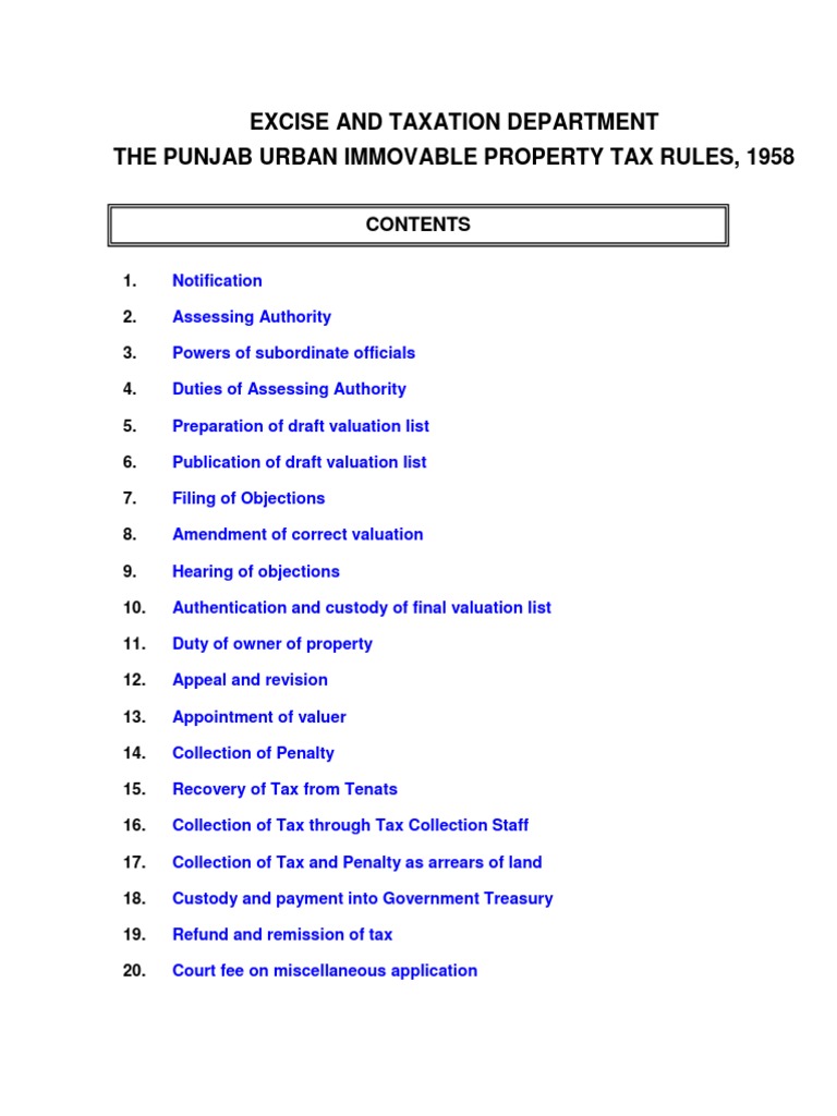 thepunjaburbanimmovablepropertytaxrules1958pdf PDF Taxes