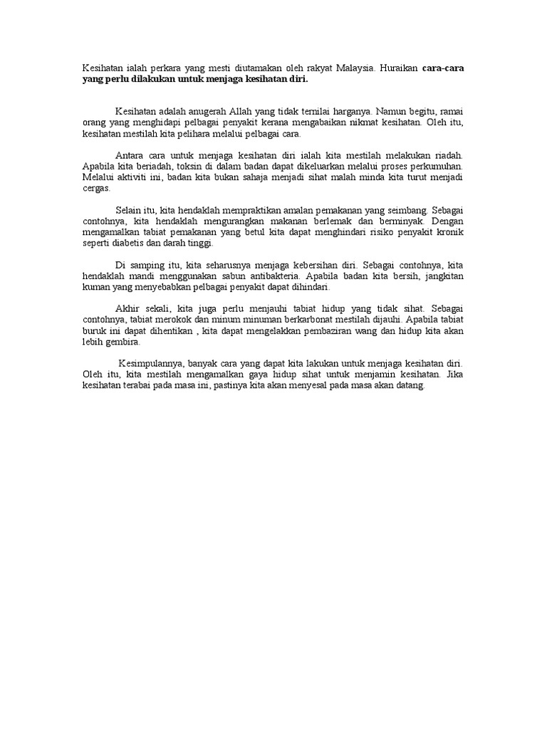 karangan cara-cara menjaga kesihatan. | PDF