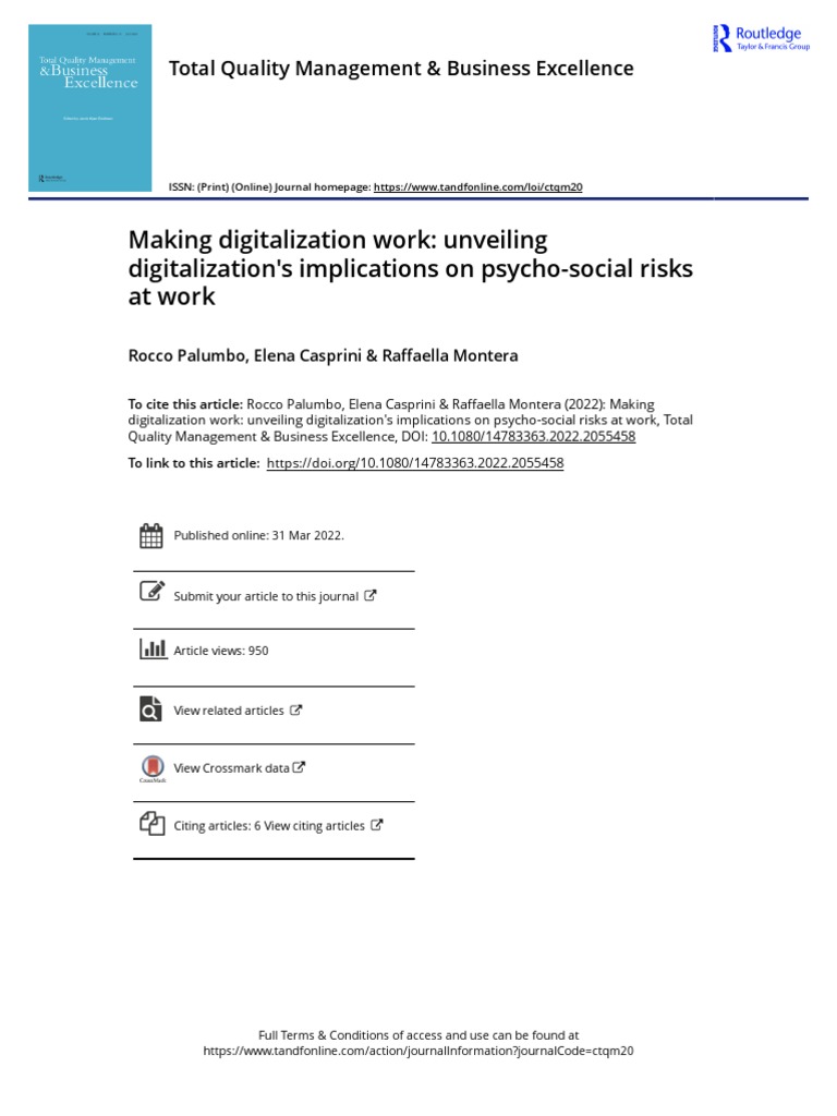 Digitalization's Impact on SME Wellbeing PDF Occupational Safety