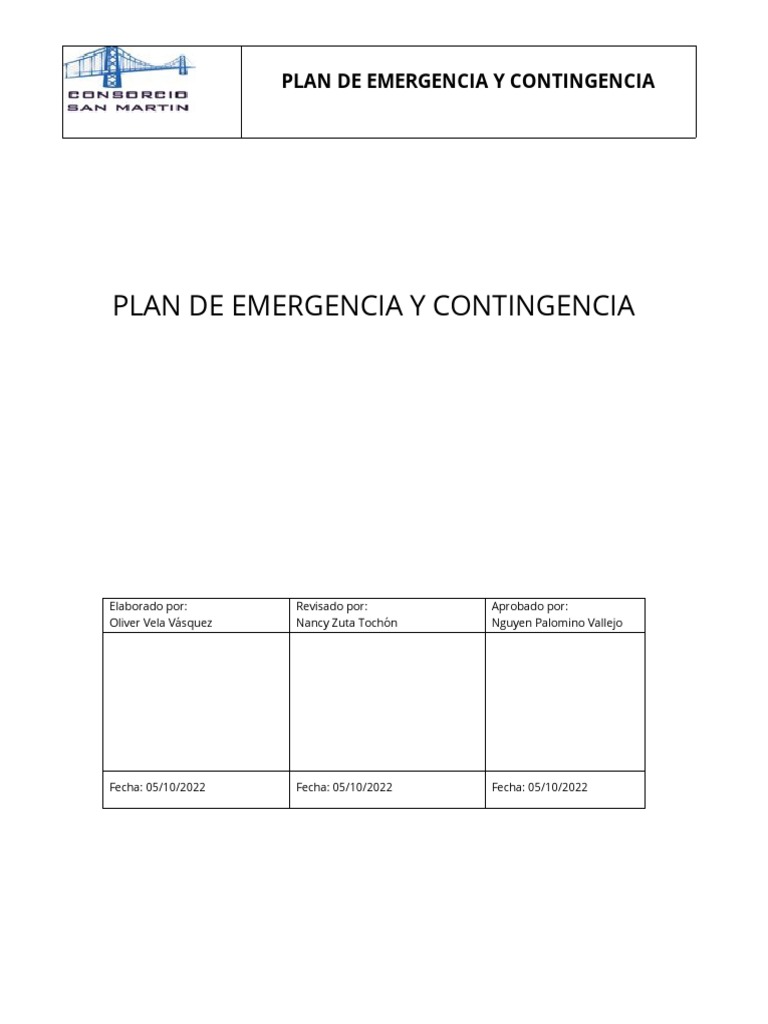 Plan de Emergencia y Contingencia 2022 | PDF | Primeros auxilios ...
