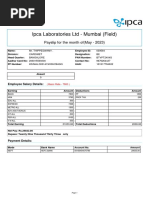 Ipca Laboratories LTD - Mumbai (Field) : Payslip For The Month of (May - 2023)