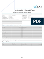 Ipca Laboratories LTD - Mumbai (Field) : Payslip For The Month of (May - 2023)