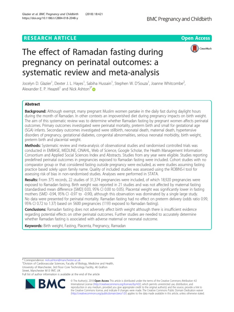 ramadan fasting and pregnancy an evidence based guide for the obstetrician