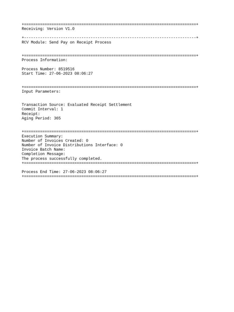 Pay on Receipt Process Summary | PDF