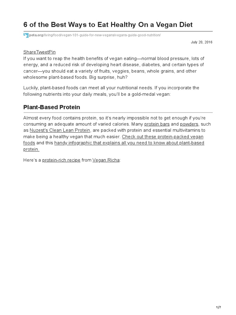 of the Best Ways to Eat Healthy On a Vegan Diet PDF