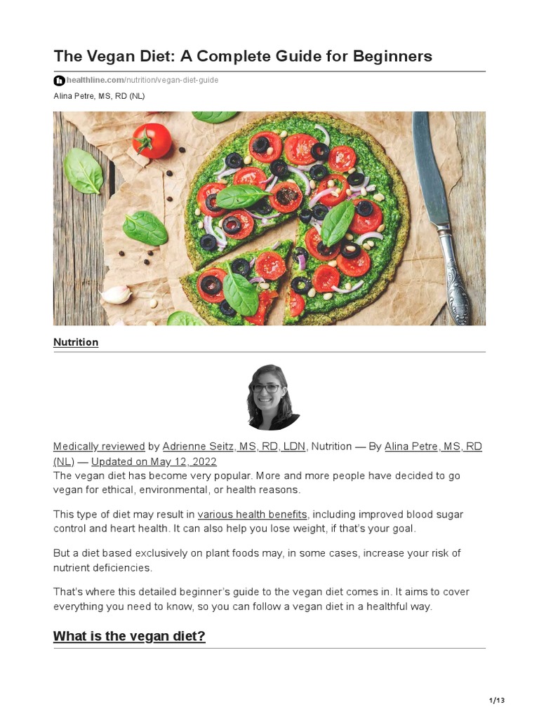 The Vegan Diet A Complete Guide For Beginners | PDF | Dieting | Veganism