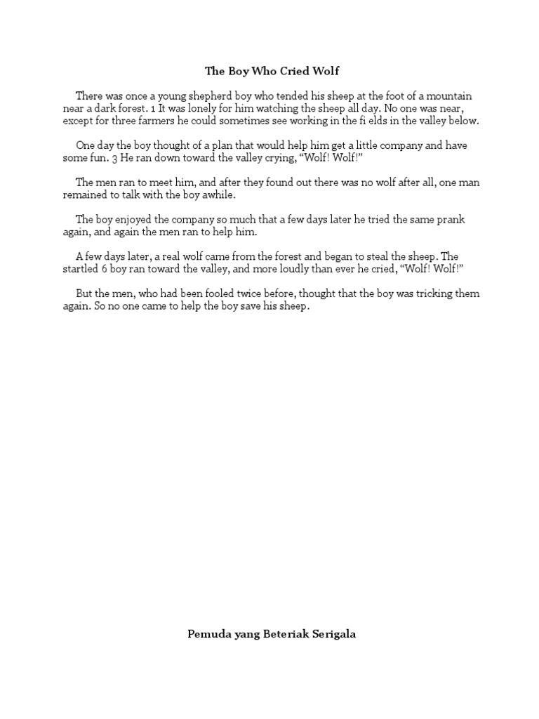 The Boy Who Cried Wolf | PDF