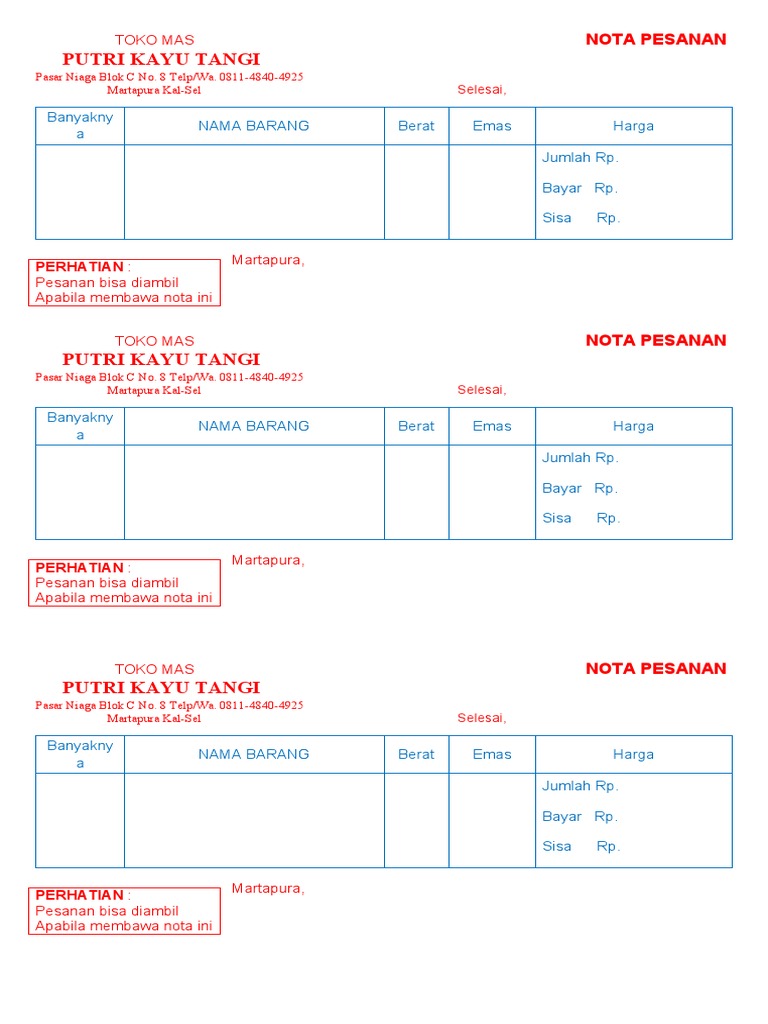 Nota Putri Kayu Tangi | PDF