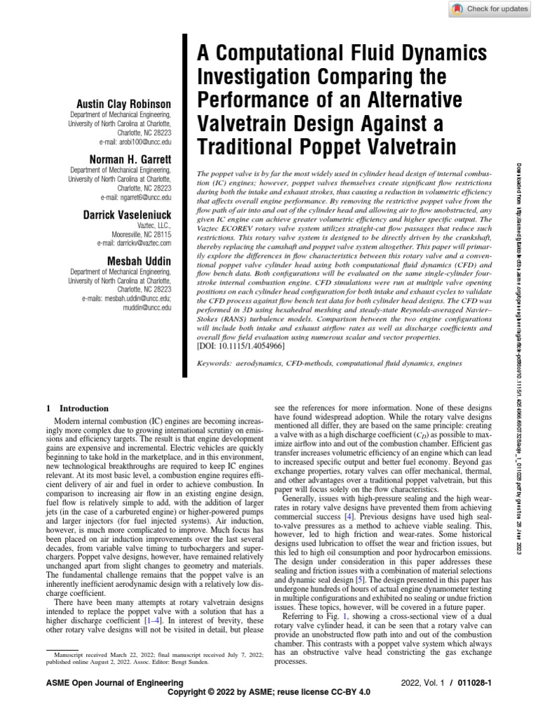 A Computational Fluid Dynamics Investigation Comparing The Performance ...