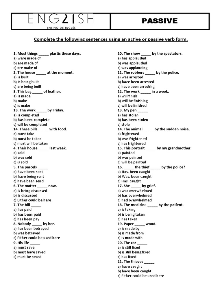 Worksheet - Active and Passive | PDF