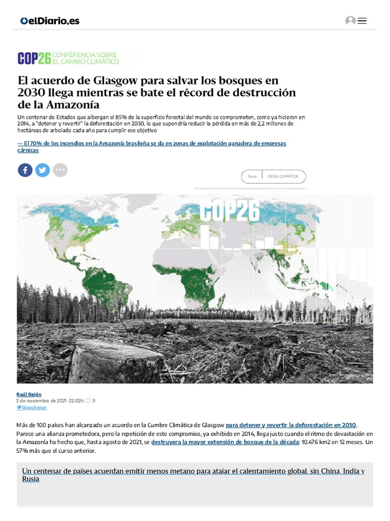 El Acuerdo de Glasgow para Salvar Los Bosques en 2030 Llega Mientras Se Bate El Récord de