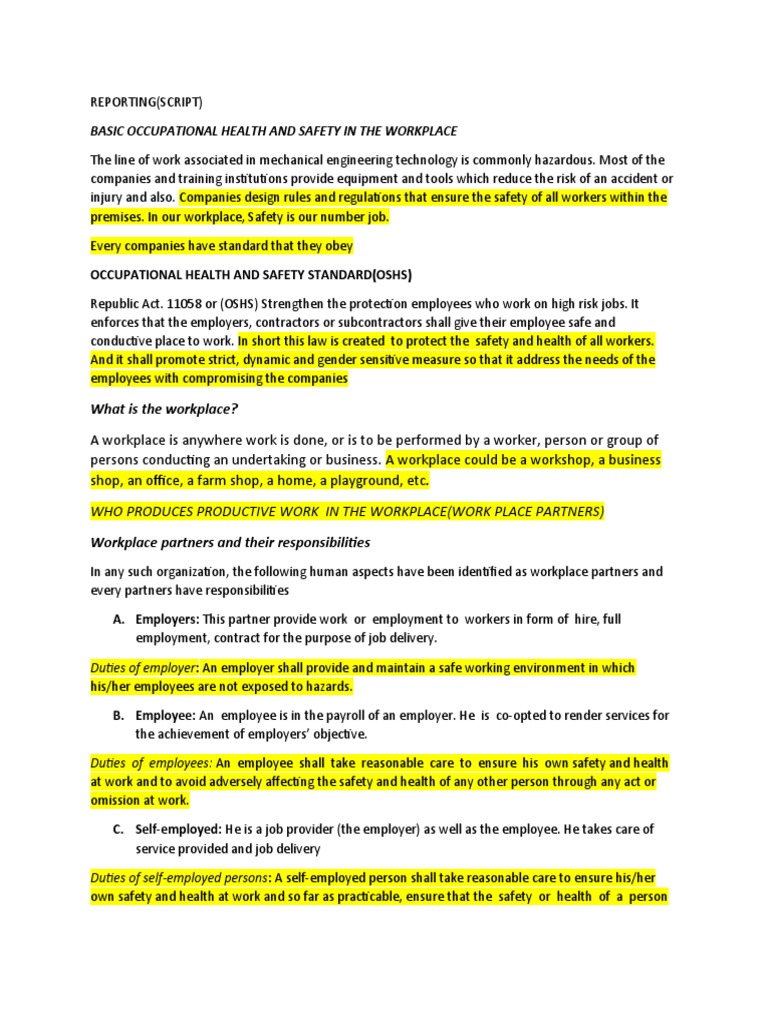 Basic Occupational Safety and Health | PDF | Occupational Safety And ...