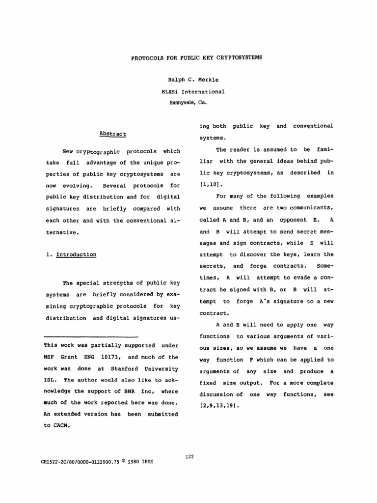 Public Key Cryptosystem Protocols | PDF | Public Key Cryptography ...