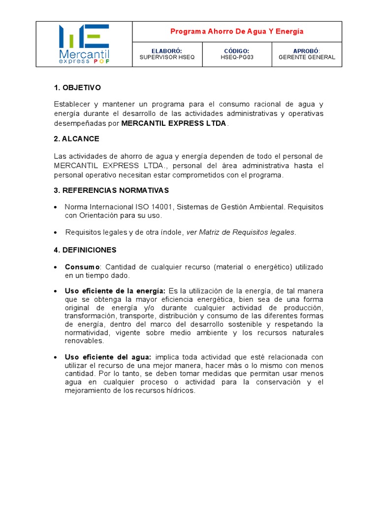 Programa de Ahorro de Agua y Energía | PDF | Uso eficiente de energía ...