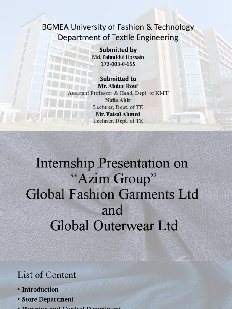 BGMEA University of Fashion & Technology Department of Textile ...