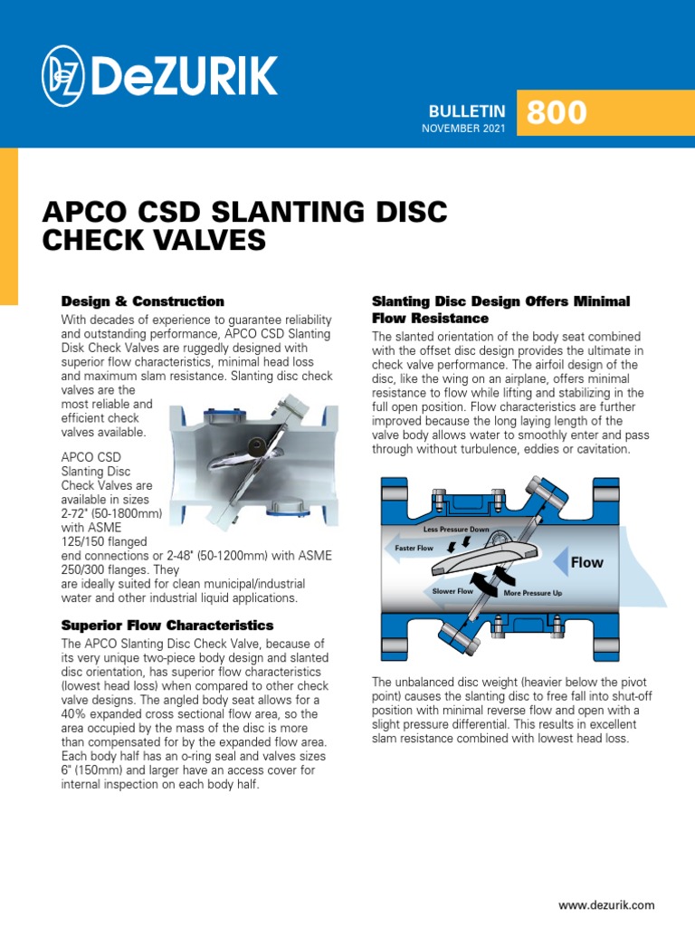 Apco Slanting Disc Check Valves CSD CSD Slanting Disc Check Valves 800