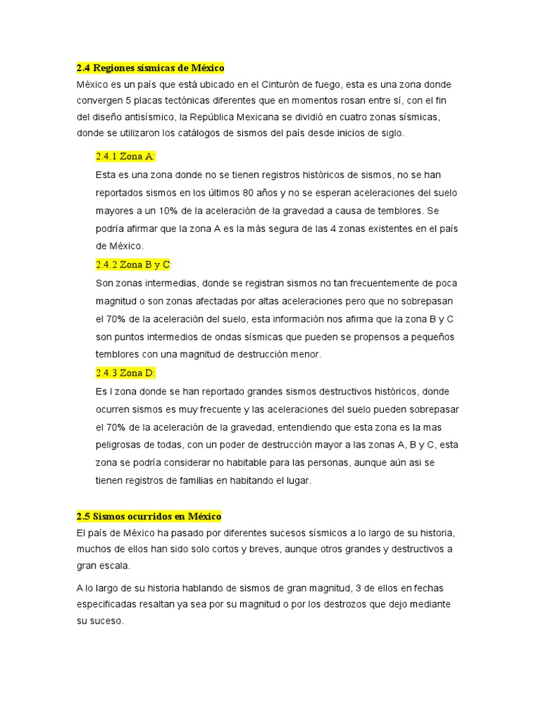 Regiones sísmicas y sismos en México | PDF | Temblores | Geofísica