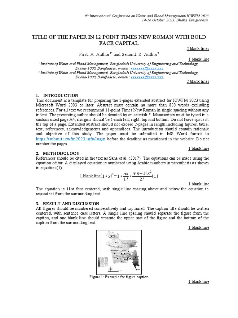 ICWFM 2023 Extended Abstract Template | PDF | Microsoft Word