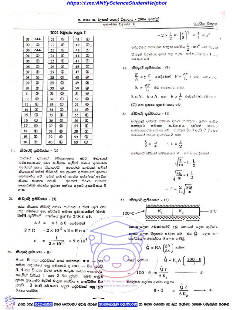 2004 Physics Past Paper Master Guide @ANYyScienceStudentHelpbot | PDF