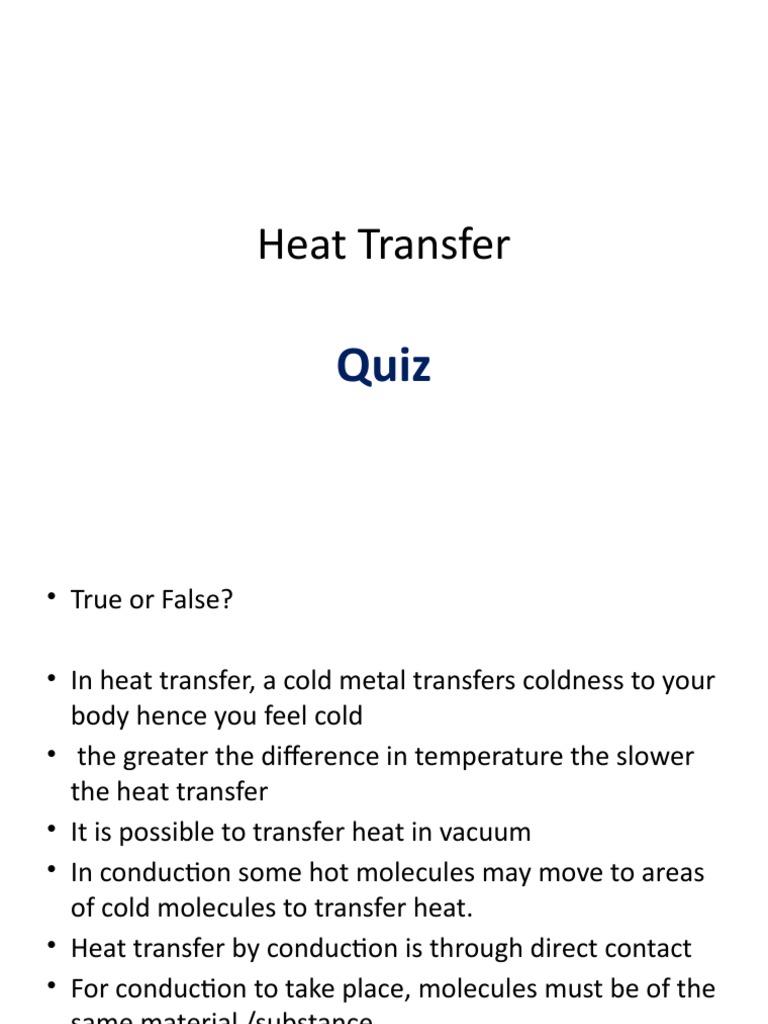Heat Transfer Quizz PDF
