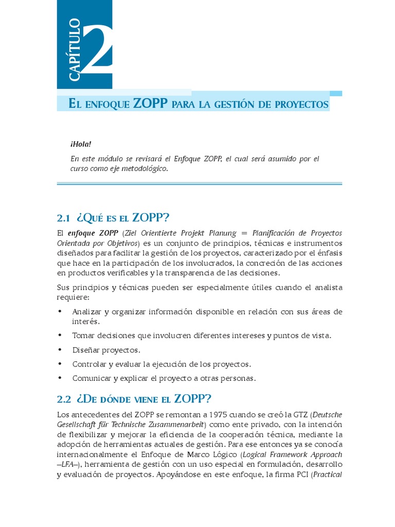 2 El Enfoque ZOPP | PDF | Planificación | Evaluación