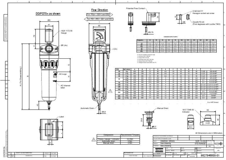 DD PD DDP PDP QD 10+550+ Filters Metric Dimension Drawing 9827846800 01 PDF Manufactured Goods