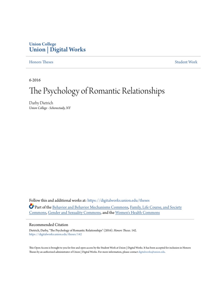 Psychology of Romantic Relationships | PDF | Divorce | Romance (Love)