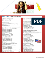 Miley Cyrus - Party in The U.S.a. Song Worksheet