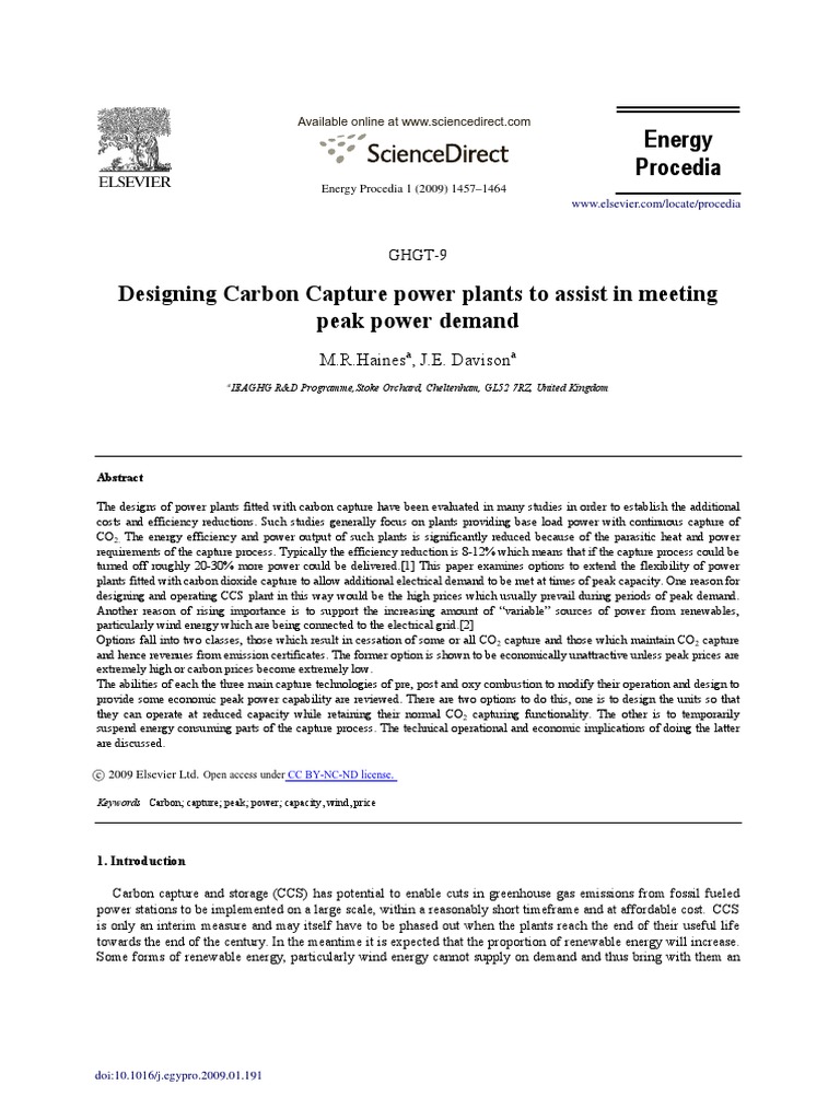 Designing Carbon Capture Power Plants To Assist in | PDF | Carbon ...