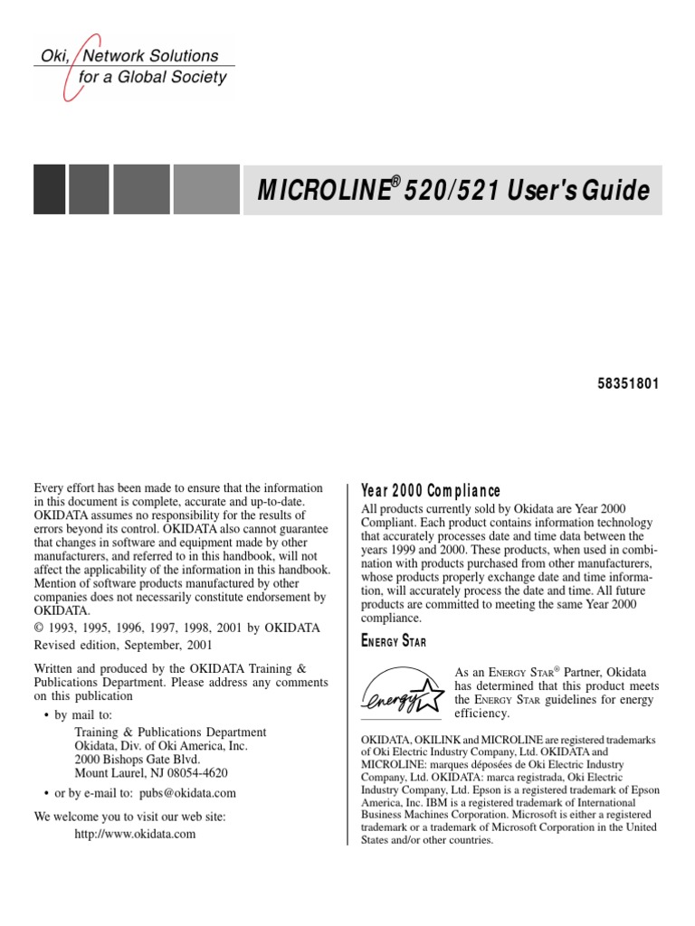 Oki Microline 521-Handbuch-Englisch | PDF | Printer (Computing) | Emulator