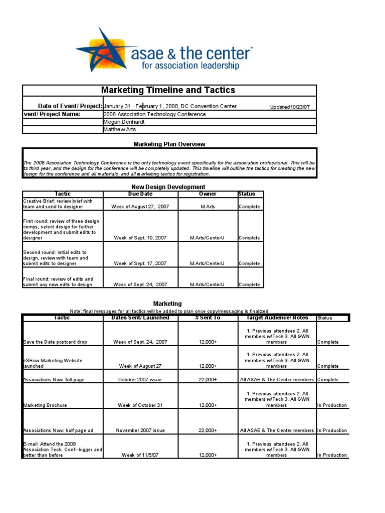 Sample Timeline | PDF | Communication | Marketing