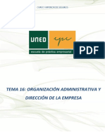 Tema 16. Organizacion Administrativa y Direccion de La Empresa