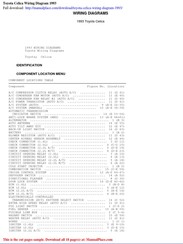 Toyota Celica Wiring Diagram 1993 | PDF | Relay | Anti Lock Braking System