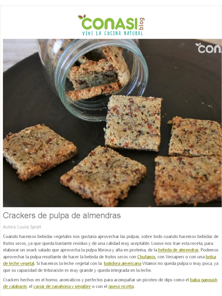 Crackers de Pulpa de Almendras - Blog Conasi | PDF | Cocinando | Cocina
