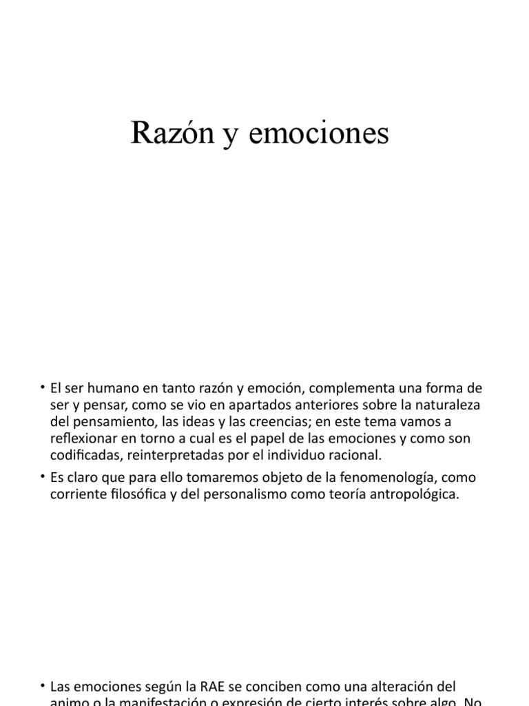 Razón y Emociones | PDF | Las emociones | Pensamiento
