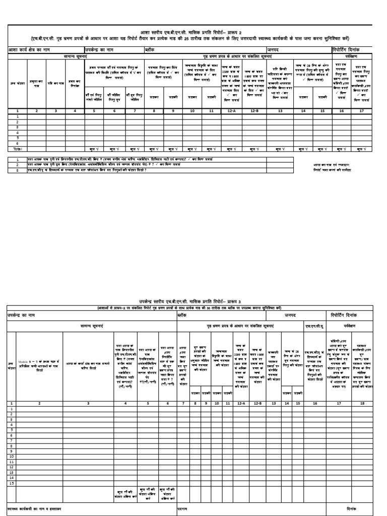 HBNC Reporting Format-2,3,4,5 | PDF