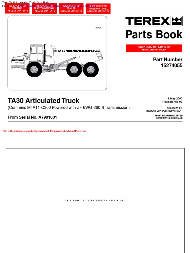 Terex TA30 Articulated Truck Parts Guide | PDF | Vehicle Technology ...