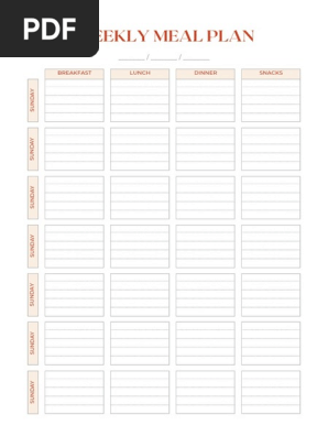 Neutral Simple Minimalist Weekly Meal Planner Menu
