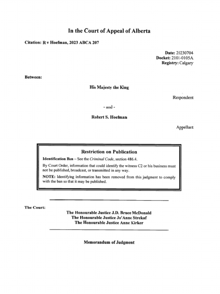 Hoefman Appeal Decision PDF Appeal Trials