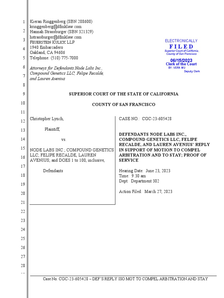 Reply to Motion to Compel Arbitration | PDF | Arbitration | Arbitration ...