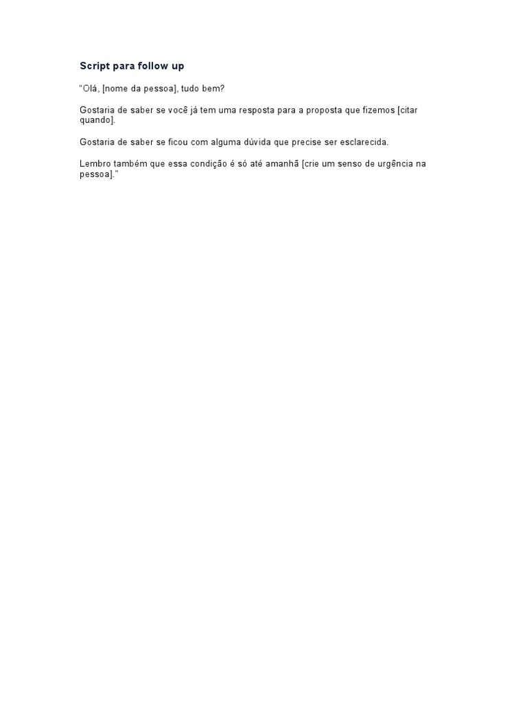 Script para follow up pdf